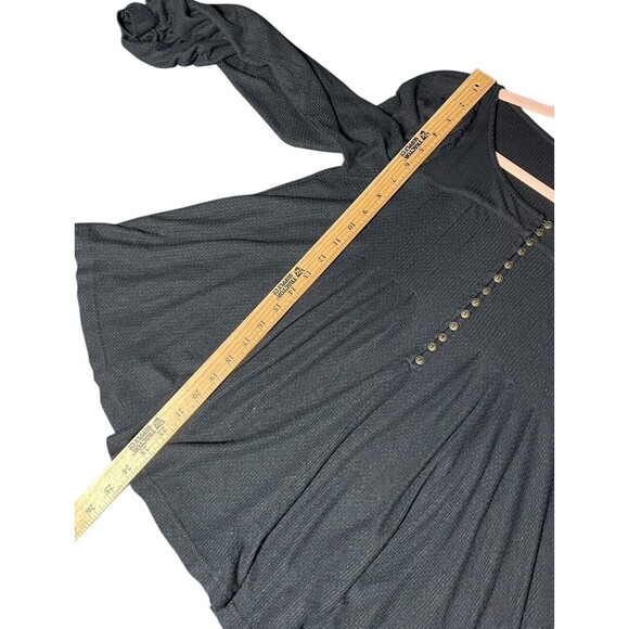 Free People $88 Devin Textured Long Sleeve Knit Top Black‎ Womens Size Small - Picture 12 of 14
